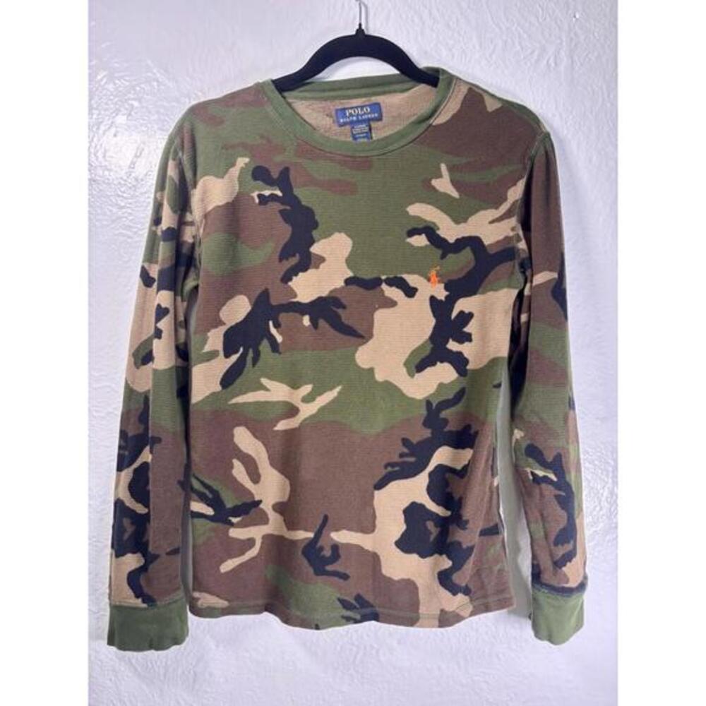 Polo Ralph Lauren Thermal Waffle Knit Camo Pajama Top Sz S Sleepwear Old Money